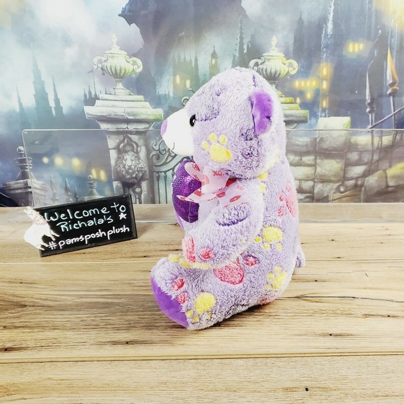 Publix Teddy Bear Plush, 11" HUGS xoxo, Purple, Paw Print, Stuffed Animal - Picture 3 of 6
